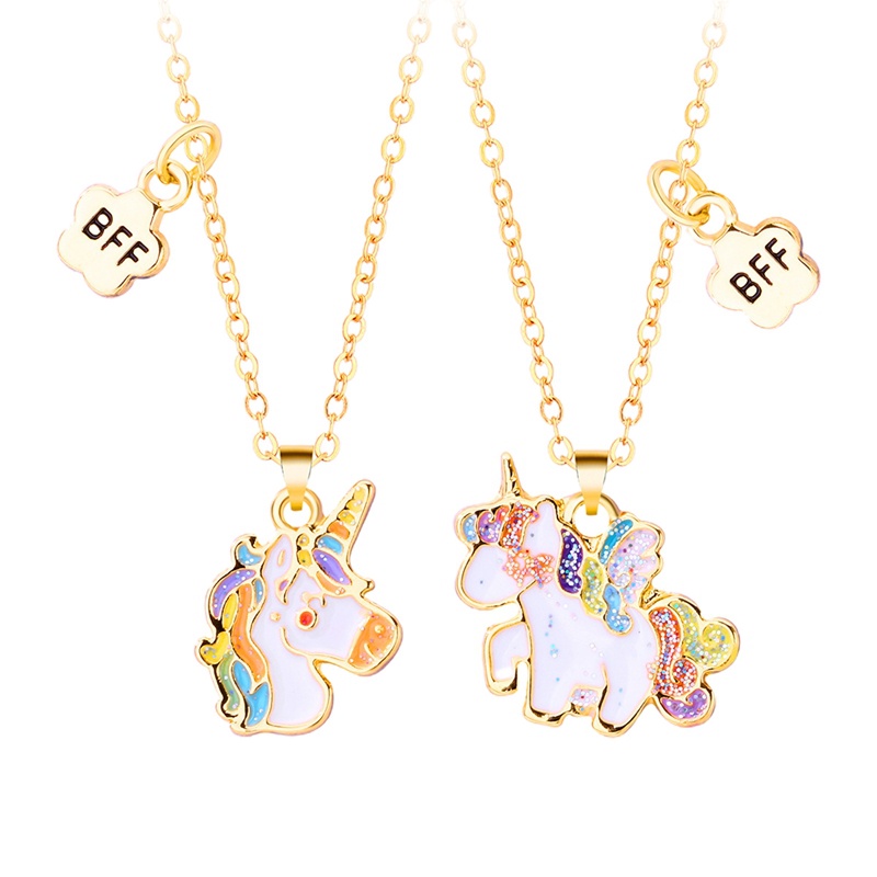 Set 2 Vòng cổ Mặt Kỳ Lân Hoạt Hình Nhiều Màu Sắc Độc Đáo