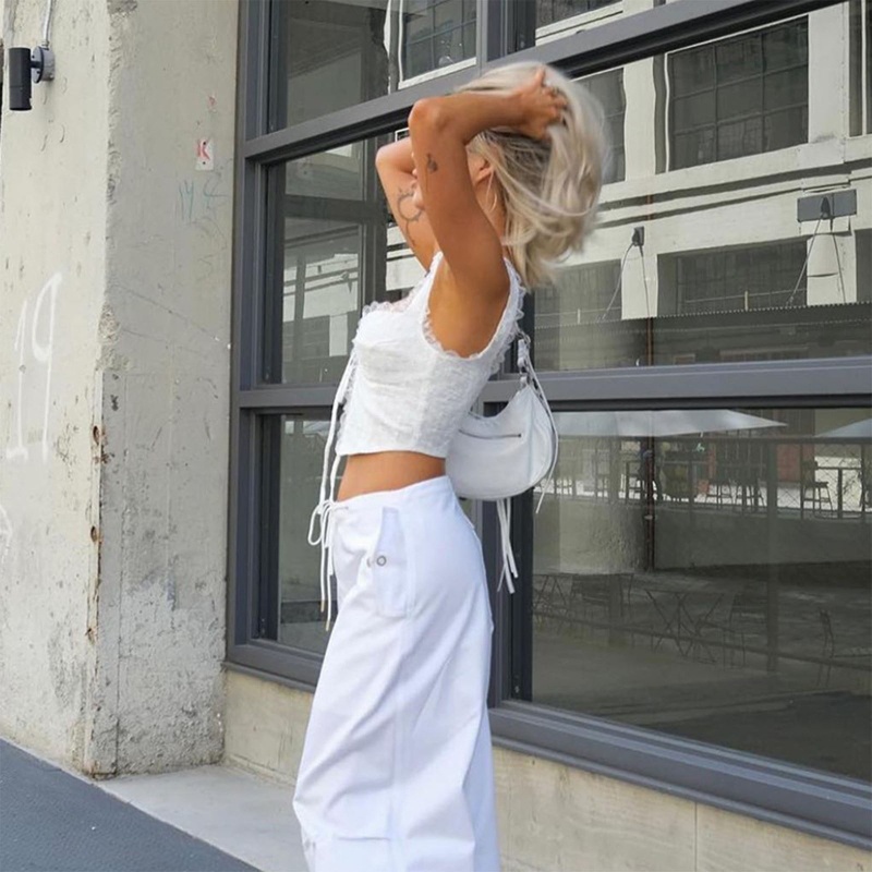 Áo Croptop Hai Dây Phối Ren Thời Trang Mùa Hè Cho Nữ