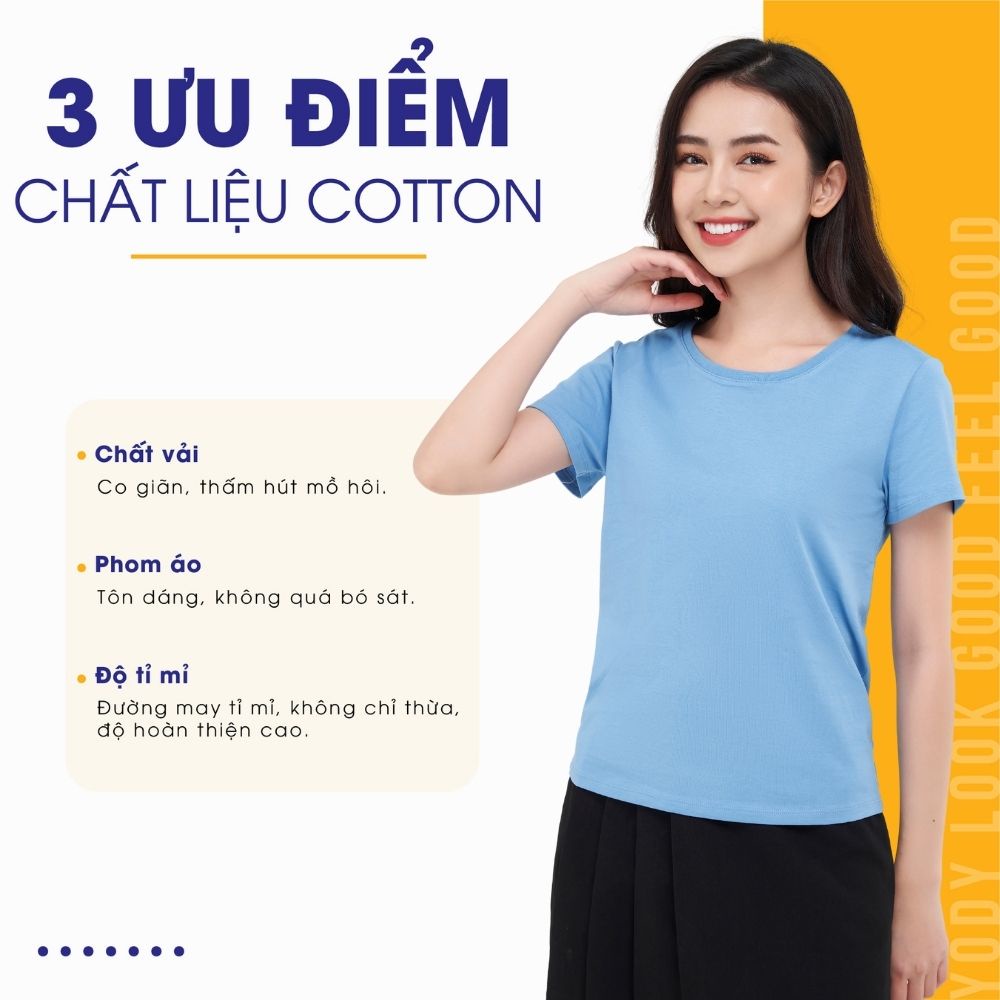 Áo phông nữ Yody cổ tròn chất liệu cotton mềm mại thấm hút mồ hôi NTS4