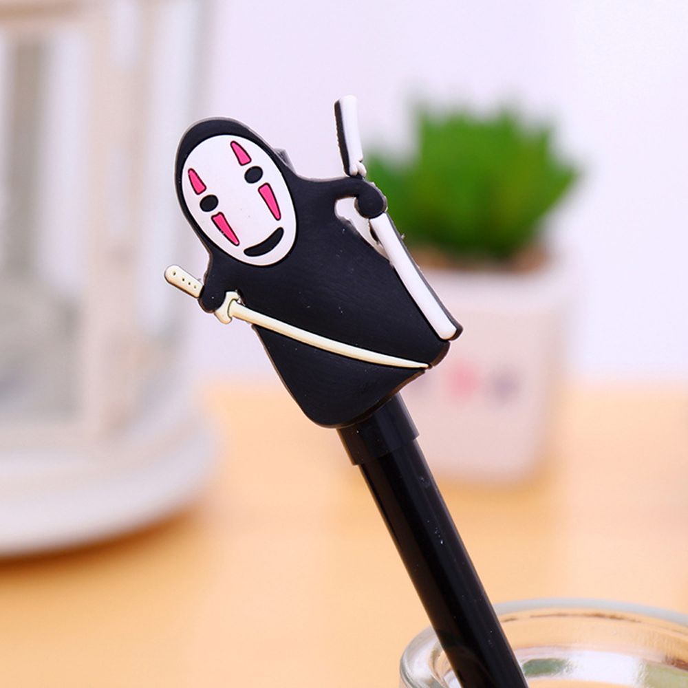 Set 1 / 8 bút mực gel đen hình vô diện hoạt hình dễ thương 0.38mm