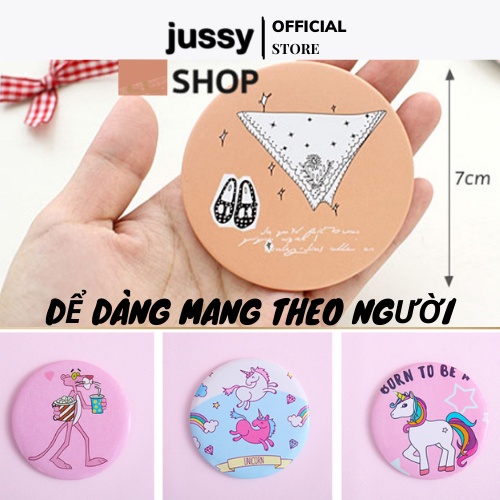 Gương Trang Điểm Mini icon hoạt hình siêu Cute Hàn Quốc Jussy Official Gương Để Bàn Nhỏ Gọn Tiện Lợi Dể Mang Bên Người