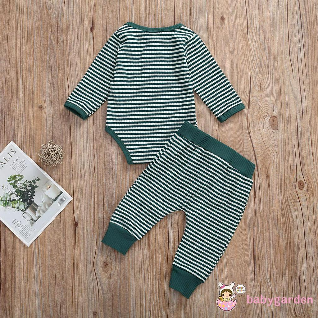 Set Áo Liền Quần &amp; Quần Dài Sọc Ngang Cho Bé Trai