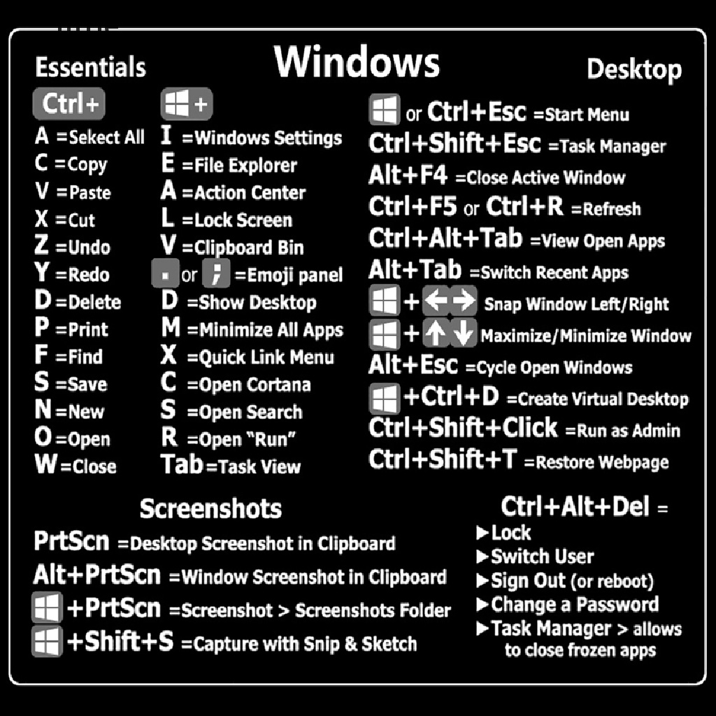 Miếng Dán Phím Tắt Tự Dính Tháo Rời Được Dành Cho Bàn Phím Máy Tính Windows PC