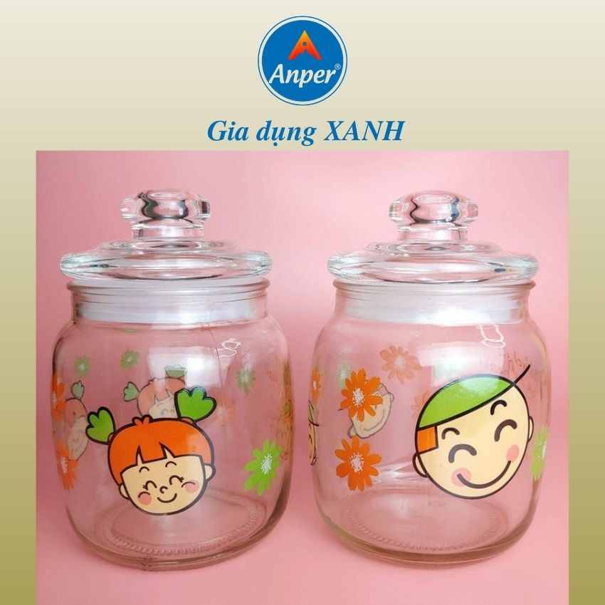 Bộ Hũ Đựng Gia Vị 500ml Anper, Hũ Thủy Tinh Đựng Thực Phẩm Hộp 2 Cái No 9036