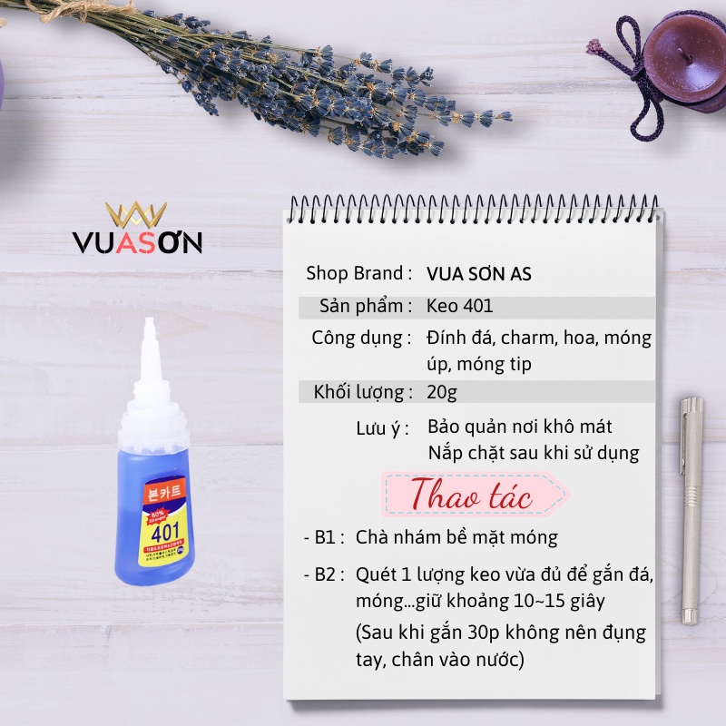 Keo dán móng giả gắn móng giả keo 401 keo bê tông gắn đá Waloc siêu chắc phụ kiện nail giá rẻ VUA SƠN AS 20g