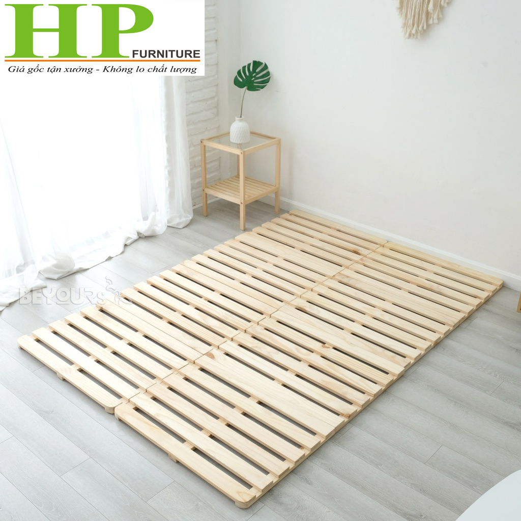 Giường Hộp Pallet sơn 4 mầu - Giường Đã Sơn Chống Mốc thiết kế xếp gọn