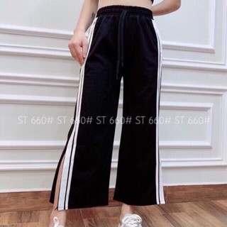 Quần Ống Rộng Phối Sọc xẻ tà chất umi