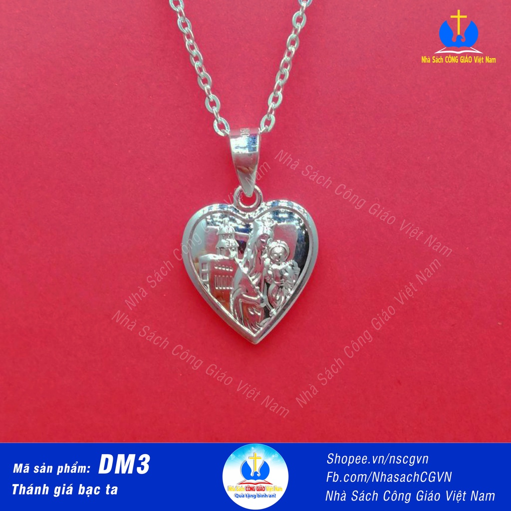 Mặt bạc ta Đức Mẹ Hằng Cứu Giúp &amp; Chúa Giesu - Mặt dây chuyền  DM3 cho nam nữ, trẻ em - Quà tặng Công Giáo