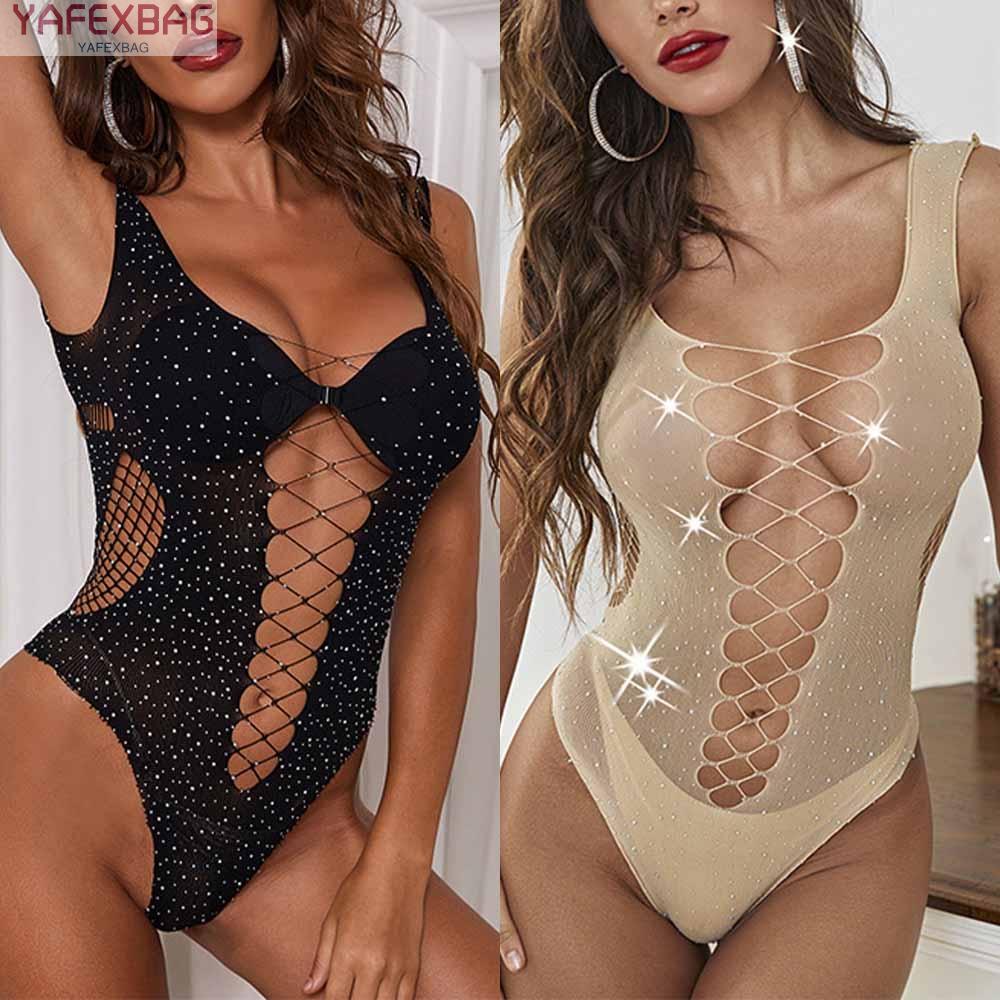 Women Sleeveless See Through Bodysuit Leotard High Cut Gstring Thong Lingeries jwSLCOhu fZmPDDM