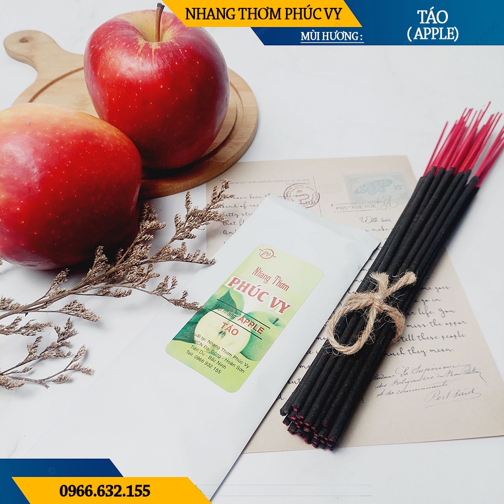 Nhang Thơm Phúc Vy Hương Táo Apple - Túi 39 Cây 28cm, Ít Khói, Thơm Nhẹ, Dễ Chịu, Không kích mũi