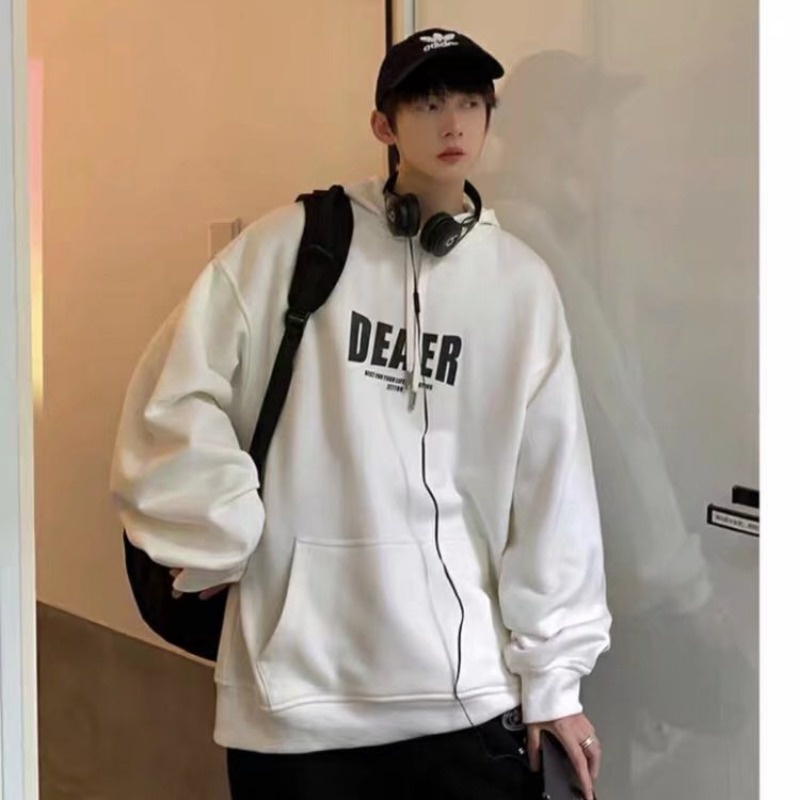 🔥áo hoodie nam áo khoác cổ đứng🔥form rộng big size nỉ cổ tròn dáng rộng hoạt tiết chữ có mũ trùm đầu thời trang thu đông cho nam nữ