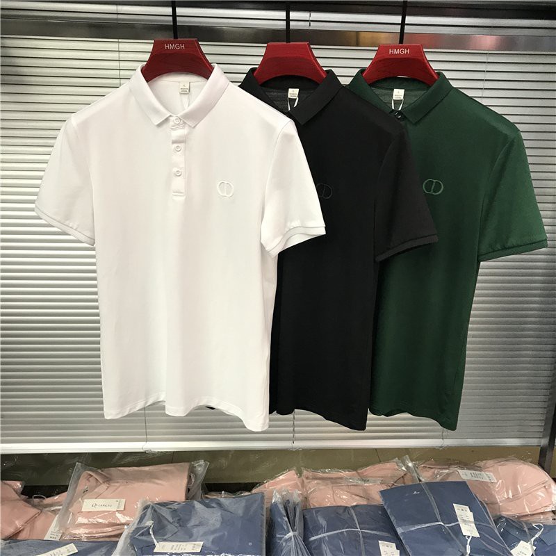 Áo POLO nam thêu LOGO Vải CÁ SẤU CVC dệt lỗ thoáng khí màu ĐEN D3