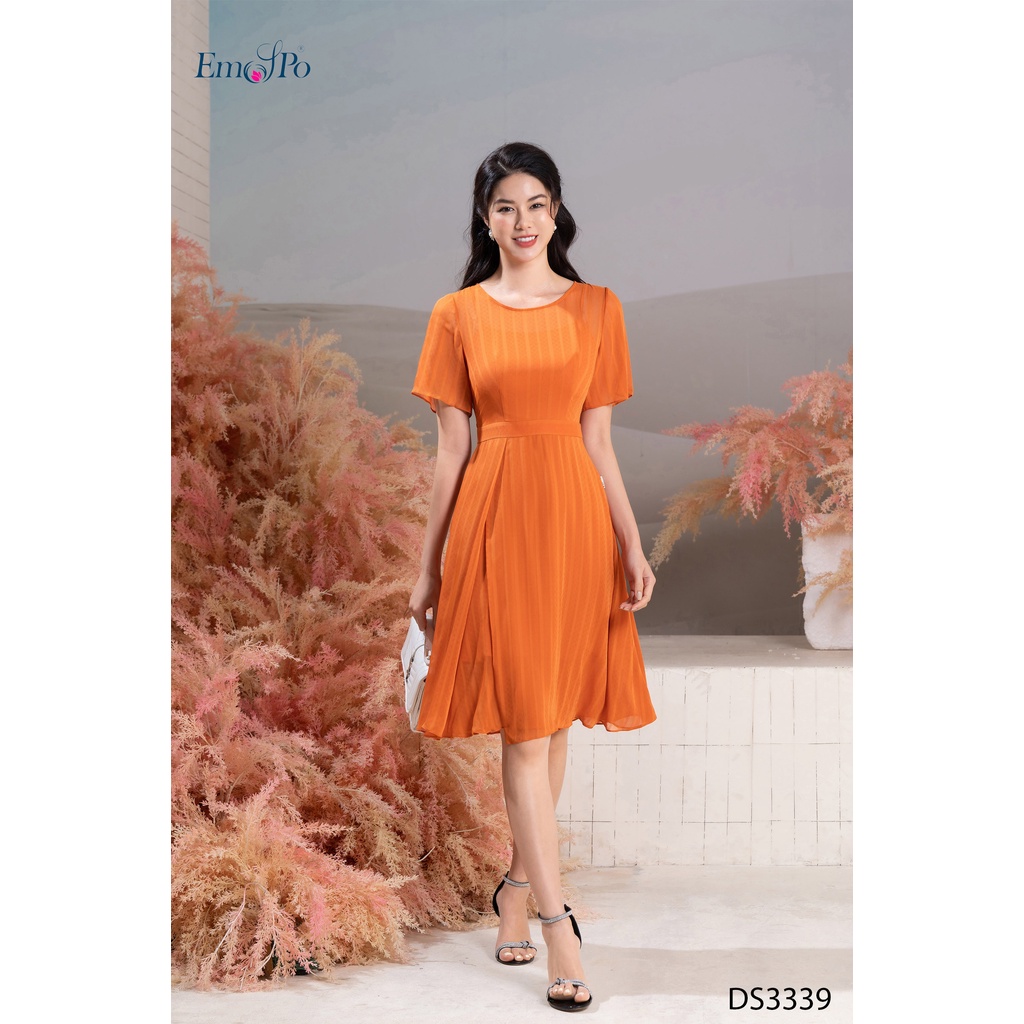 Đầm nữ chiffon cổ tròn 2 lớp, kiểu dáng chữ A Emspo DS3339