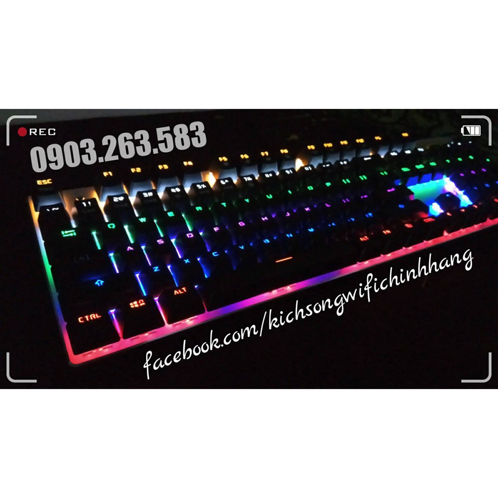 Bàn Phím Cơ Zero E-Sports Gaming Gear Led Rainbow Fullsize 104 phím Blue SW ( Đen )