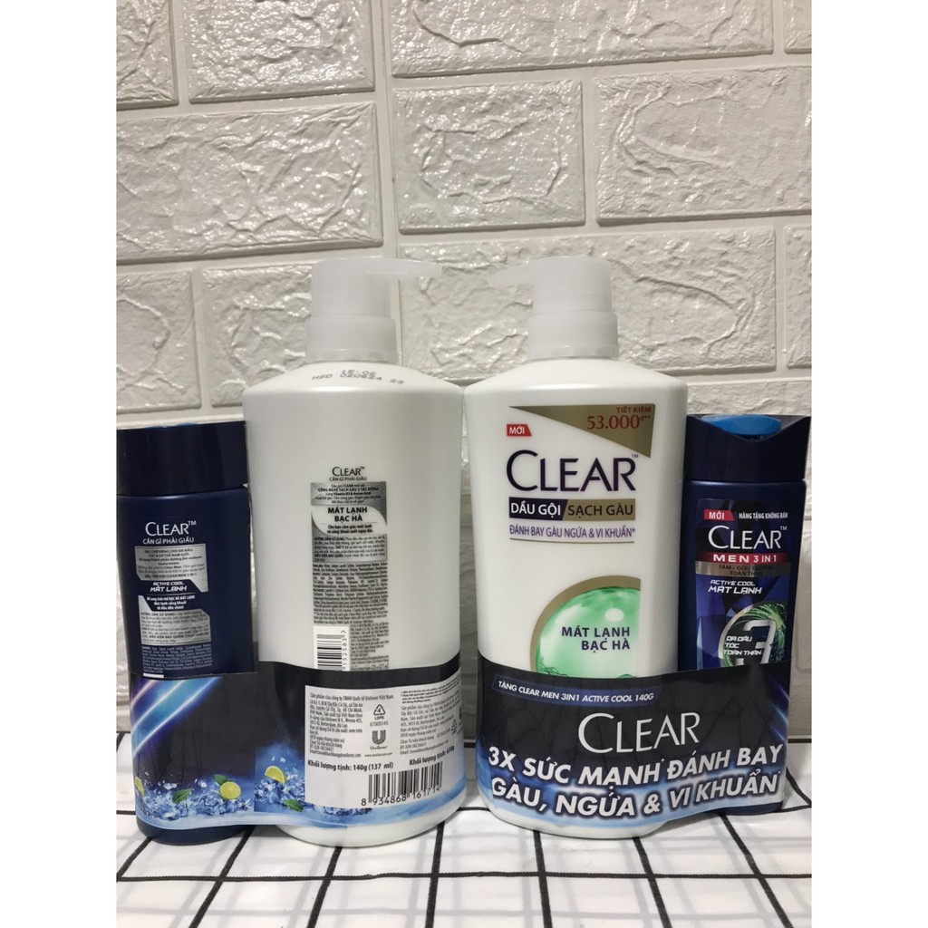 DẦU GỘI CLEAR 630g tặng kèm chai clear men 140g