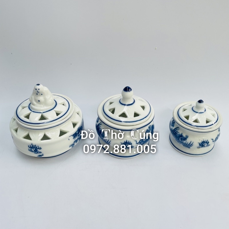 Lư đốt trầm men lam