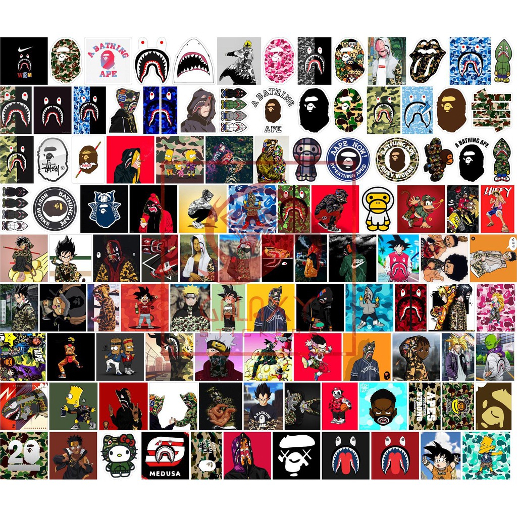 Stickers decal hình dán không thấm nước Bape
