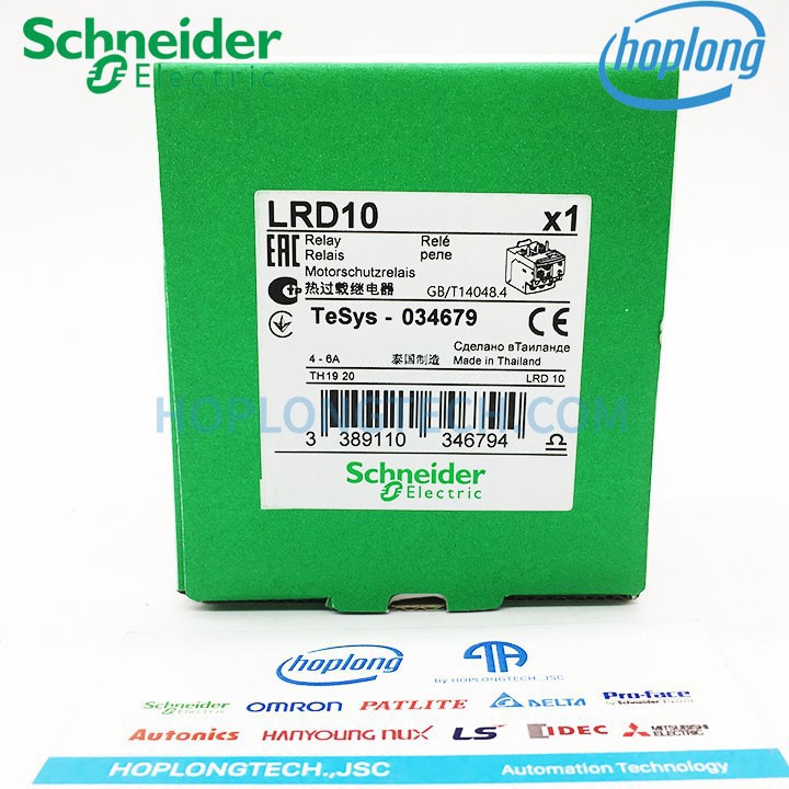 [CHÍNH HÃNG] LRD10 Rơ le nhiệt dùng cho khởi LC1D09-38 dải cài đặt 4-6A đầu kết nối bắt vít SCHNEIDER