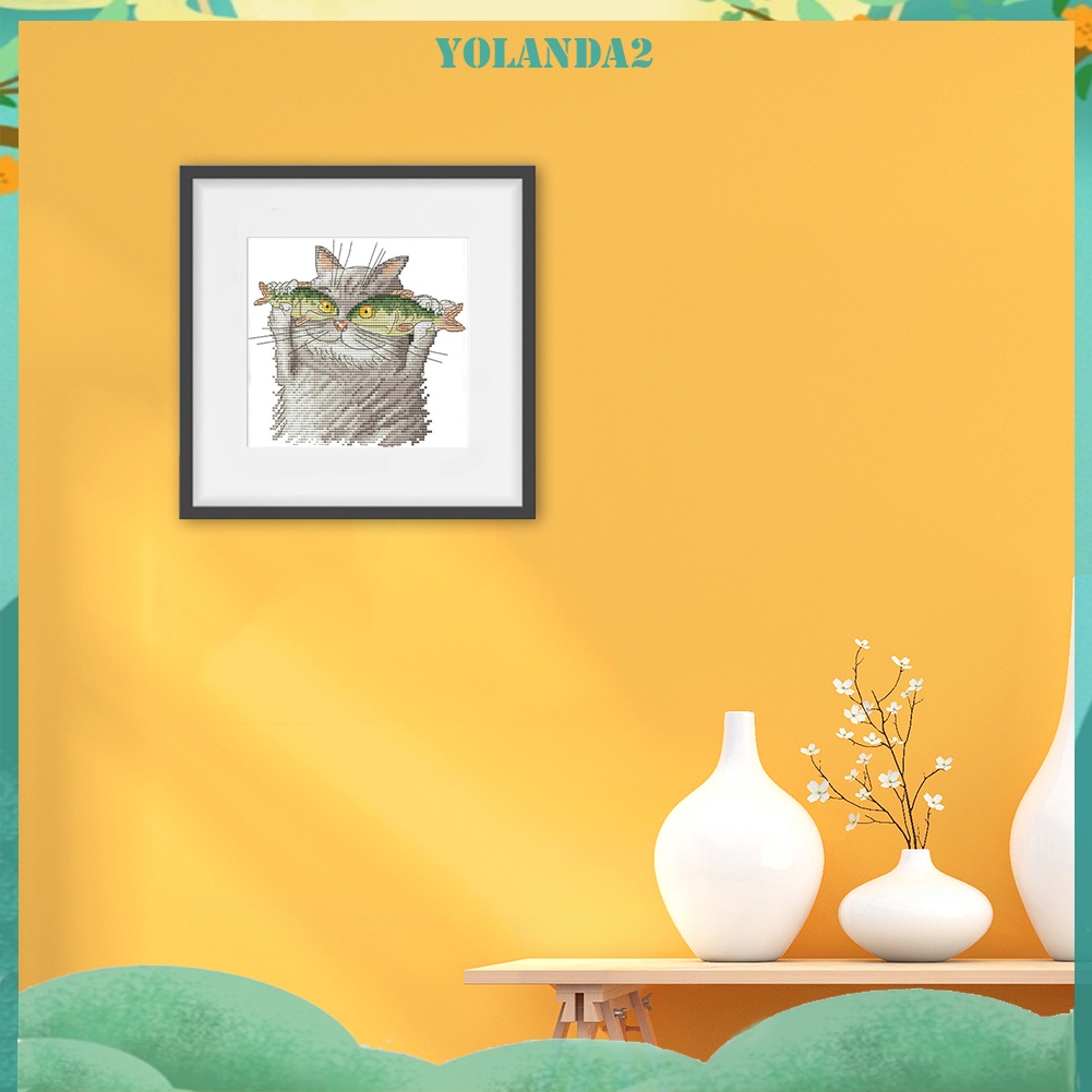 Tranh thêu 14CT hình đôi mắt cá