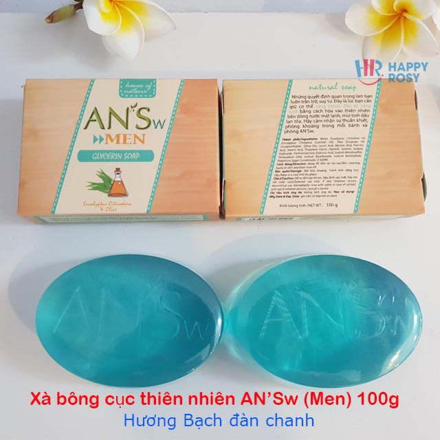 [HÀNG SẴN] Combo 2 xà bông cục thiên nhiên AN'Sw 100g (Men) Bạch Đàn Chanh, Bạc Hà | BigBuy360 - bigbuy360.vn