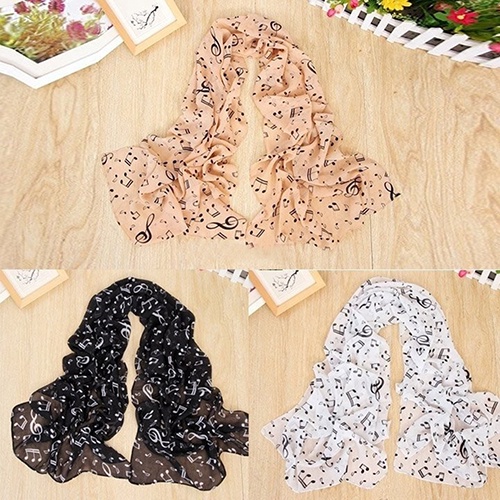 Khăn Choàng Nữ Mềm Mại In Hình Nốt Nhạc Xinh Xắn