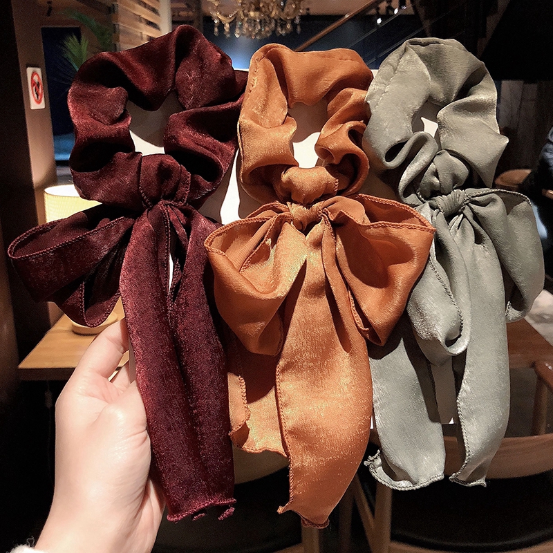 Dây buộc tóc kiểu ruy băng nơ xinh xắn thời trang