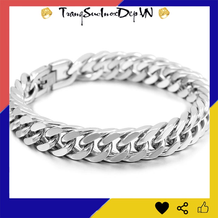 Lắc tay nam kiểu lặc đôi 12mm khóa bộ thời trang sáng đẹp, không đen, không gỉ, chọn size theo yêu cầu