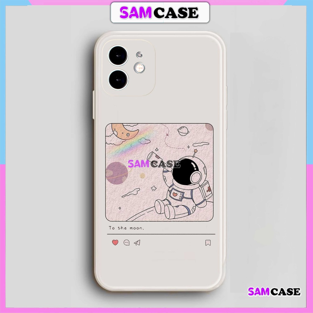 Ốp lưng iPhone Phi hành gia Nasa Cute cạnh viền vuông silicon mềm dẻo cho ip 6/6s/7/8/X/XS/XR/11/12/13/14 Pro Plus Max