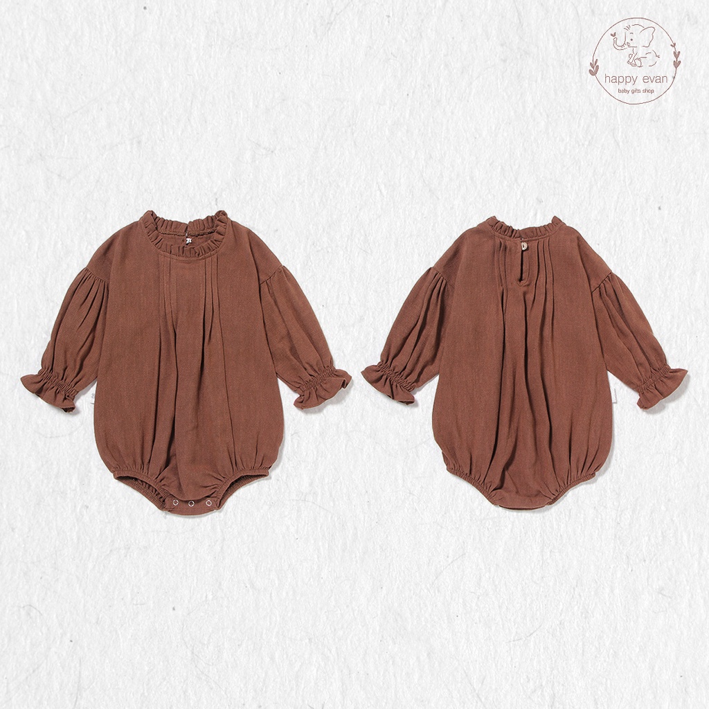 🅷.🄴🅅🄰🄽 [Form to] Bodysuit cao cấp cho bé gái, chất vải 70% cotton, 30% lanh (linen) dày rũ mềm mát thoáng khí.