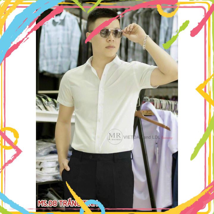 Áo Sơ Mi Nam Chất Lụa Không Nhăn, Không Xù, Không Bay Màu, Dáng Ôm Body Hit Hót Thời Trang Phong Cách Tp_shop_87 Ms9012