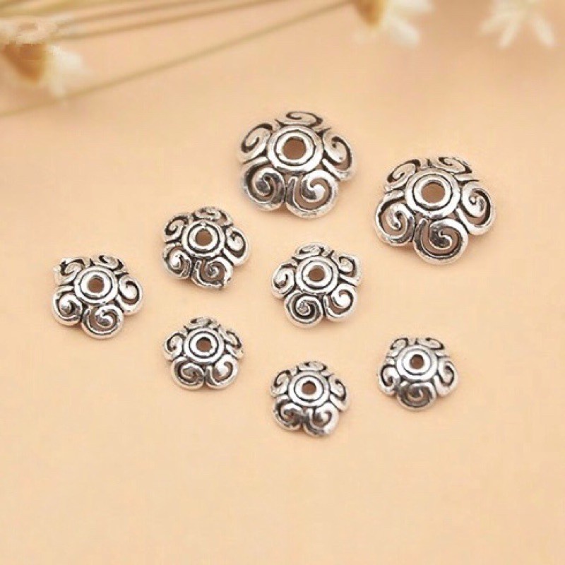 SỈ SIÊU RẺ  Charm ốp hoa bạc 6mm hàng đẹp - Bạc chuẩn loại 1, PH017