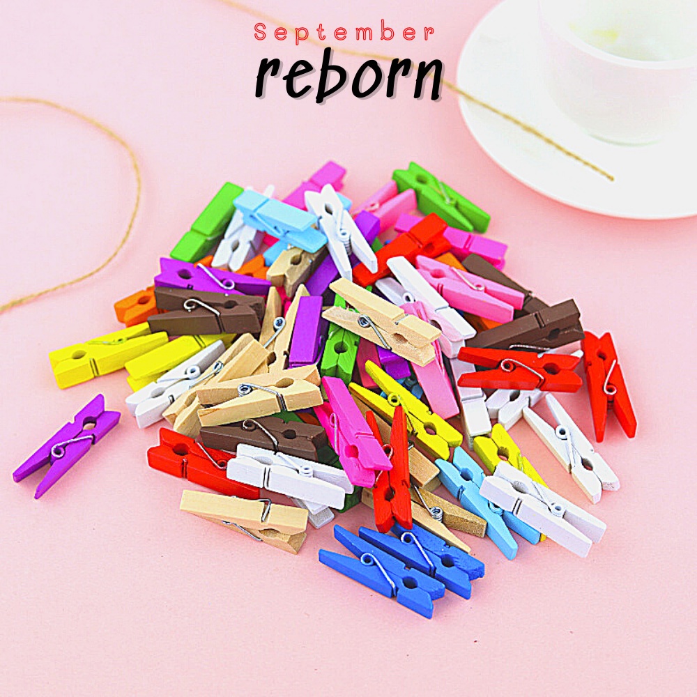 Set 50 kẹp gỗ nhiều màu tặng kèm dây gai, treo ảnh trang trí phòng siêu xinh