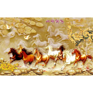 Tranh dán tường  VTC Phong thủy mã đáo thành công UD0700 kim sa