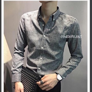 Sơ mi kẻ sọc xám cực chất