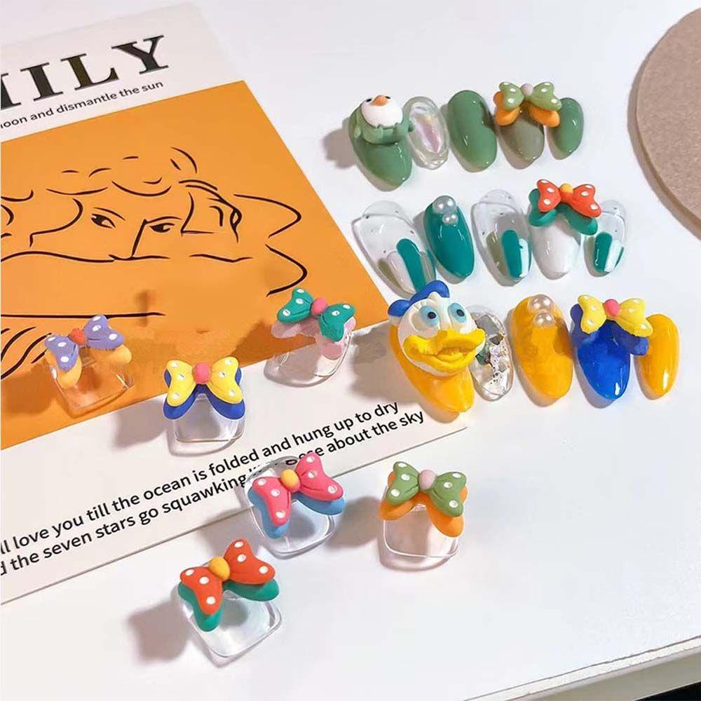 Set 10 Nơ Hai Lớp Bằng Nhựa Resin Trang Trí Móng Tay Nghệ Thuật DIY