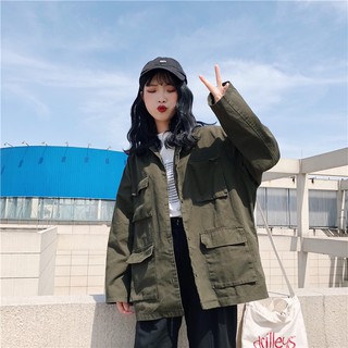 Áo khoác ulzzang kaki màu xanh rêu