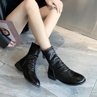 Sẵn đen 38- size khác oder bốt da PU-có ảnh thật