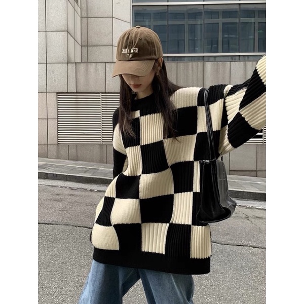 ÁO SWEATER HOẠ TIẾT BÀN CỜ