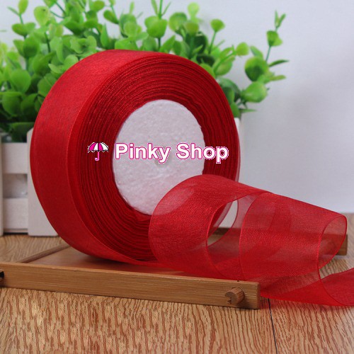 [Giá rẻ 1 cuộn] Ruy băng voan 4cm cuộn 45 mét giá rẻ nhiều màu làm hoa, làm nơ, phụ kiện tóc handmade Pinky Shop mã RBV