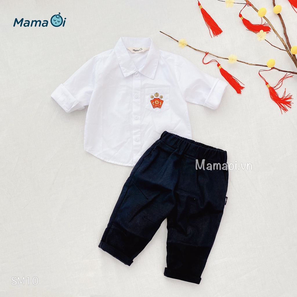 Áo sơ mi trắng tay dài thêu lì xì soái ca cho bé của Mama Ơi - Thời trang cho bé