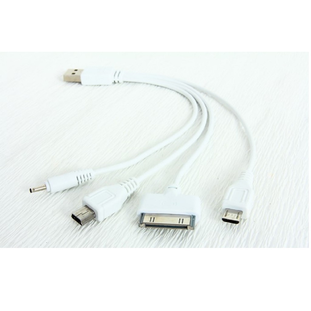 CÁP SẠC ĐA NĂNG 4 ĐẦU IP4, MICRO USB, MINI USB, đầu nhọn Nokia1280, sạc điện thoại, sạc loa, máy chơi game..