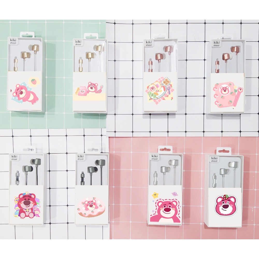 tai nghe gấu dâu tây lotso thỏ cherry TNGI35 gấu thỏ stella cáo lina hộp giấy dán cute dễ thương hoạt hình DF friends