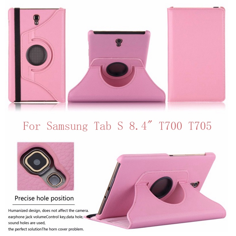 Bao da máy tính bảng nắp lật xoay 360 độ thông minh PU cho Samsung Galaxy Tab S 8.4 T700 T705