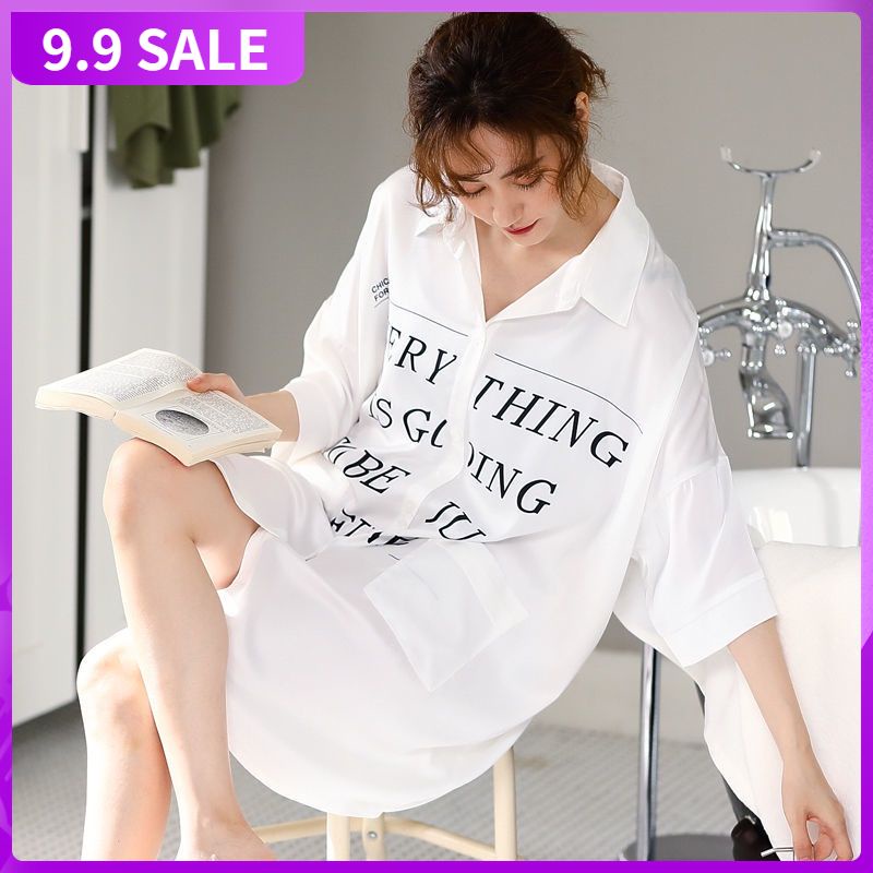 Đồ ngủ dáng dài chất liệu chiffon phong cách Hàn Quốc thời trang quyến rũ cho nữ