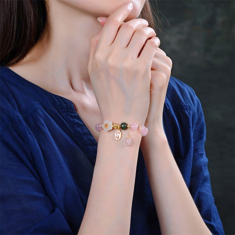 Vòng Đeo Tay Chuỗi Hạt Đính Hoa Xinh Xắn Dành Cho Nữ
