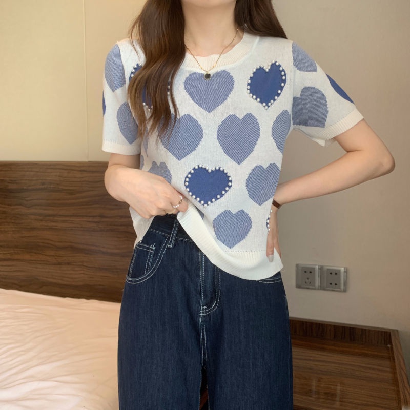 Áo Thun Tay Ngắn Hoạ Tiết Trái Tim Thiết Kế Dáng Rộng Cho Nữ JL-TX-298