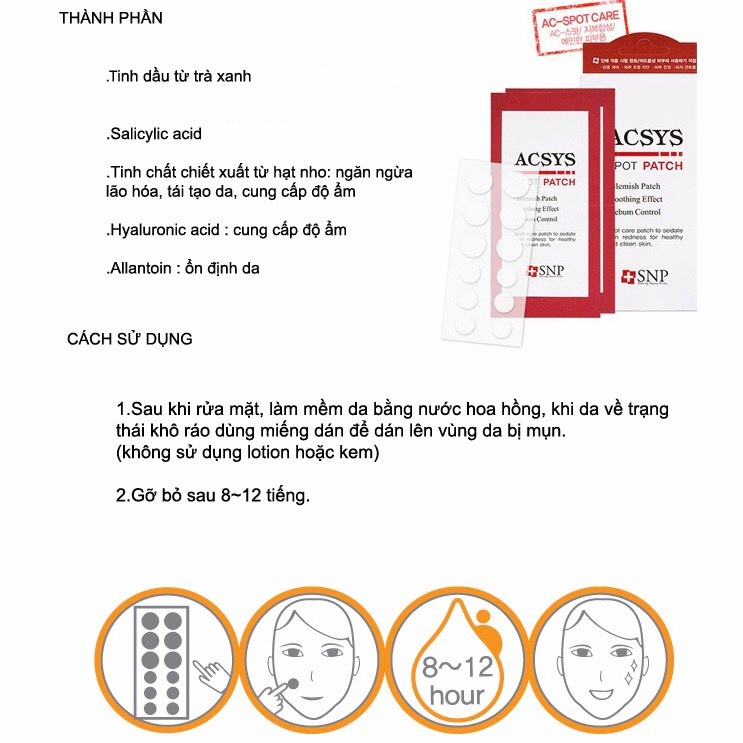 Miếng Dán Mụn SNP ACSYS Hộp 72 miếng