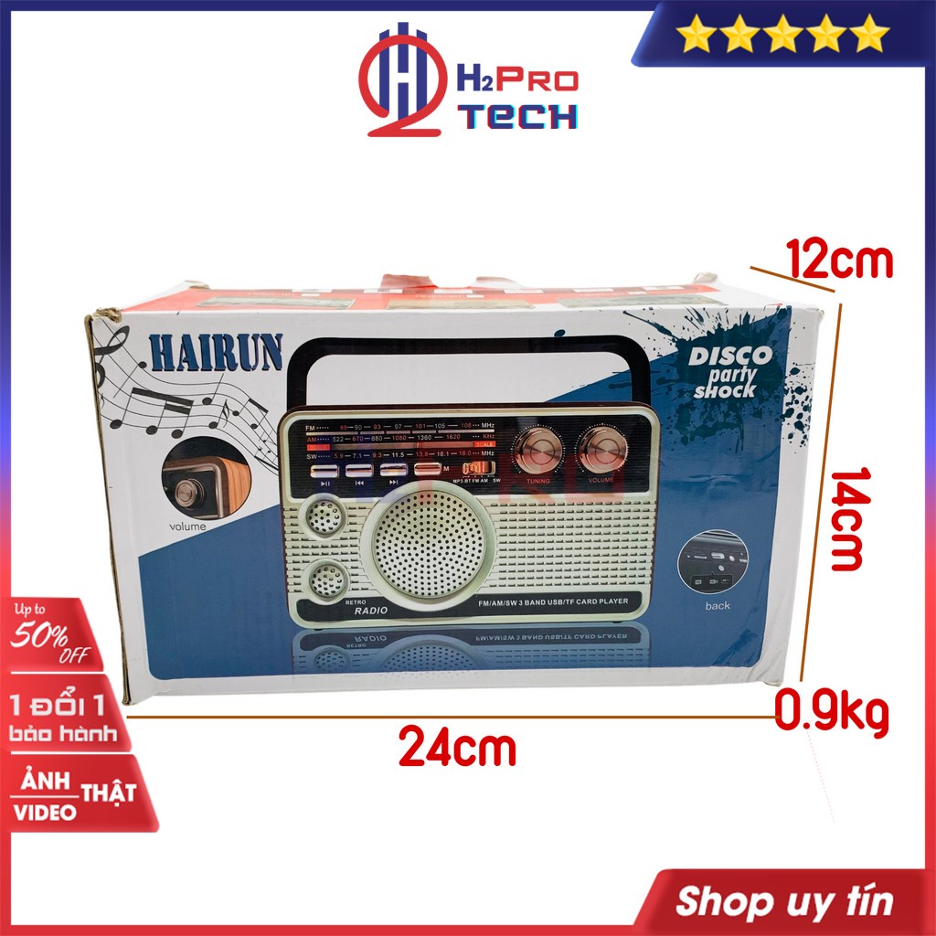 Đài fm radio, đài radio cho người già Hairun HR-506BT FM/AM/SW đa năng-nghe nhạc MP3 loa Bluetooth/USB/TF/AUX-H2pro