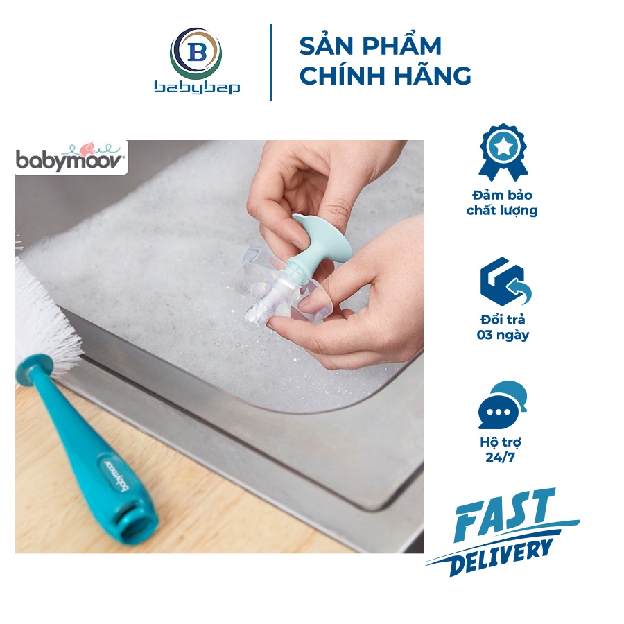 Chổi Cọ Bình Sữa &amp; Núm Ti Babymoov (Xanh Ngọc)