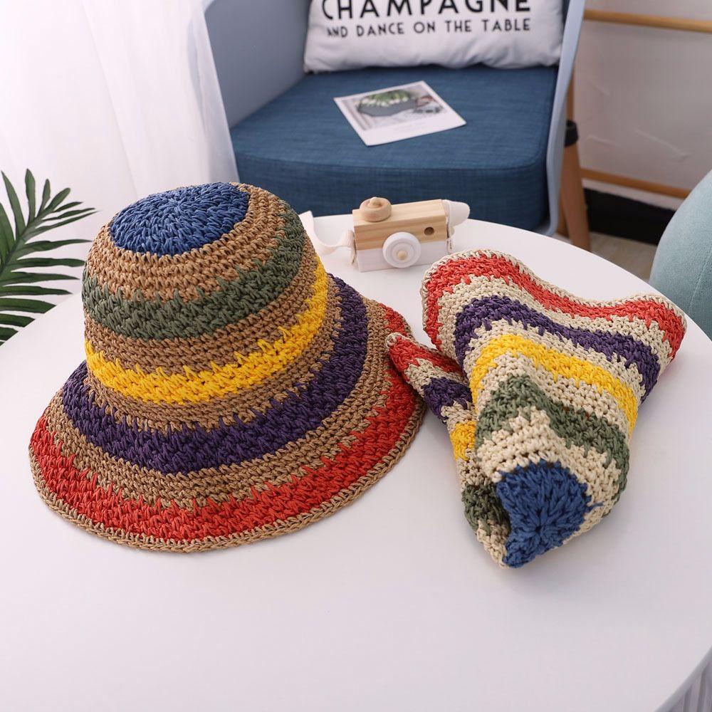 JARRED Nón Bucket Vành Rộng Thoáng Khí Thời Trang Đi Biển Mùa Hè Cho Nữ